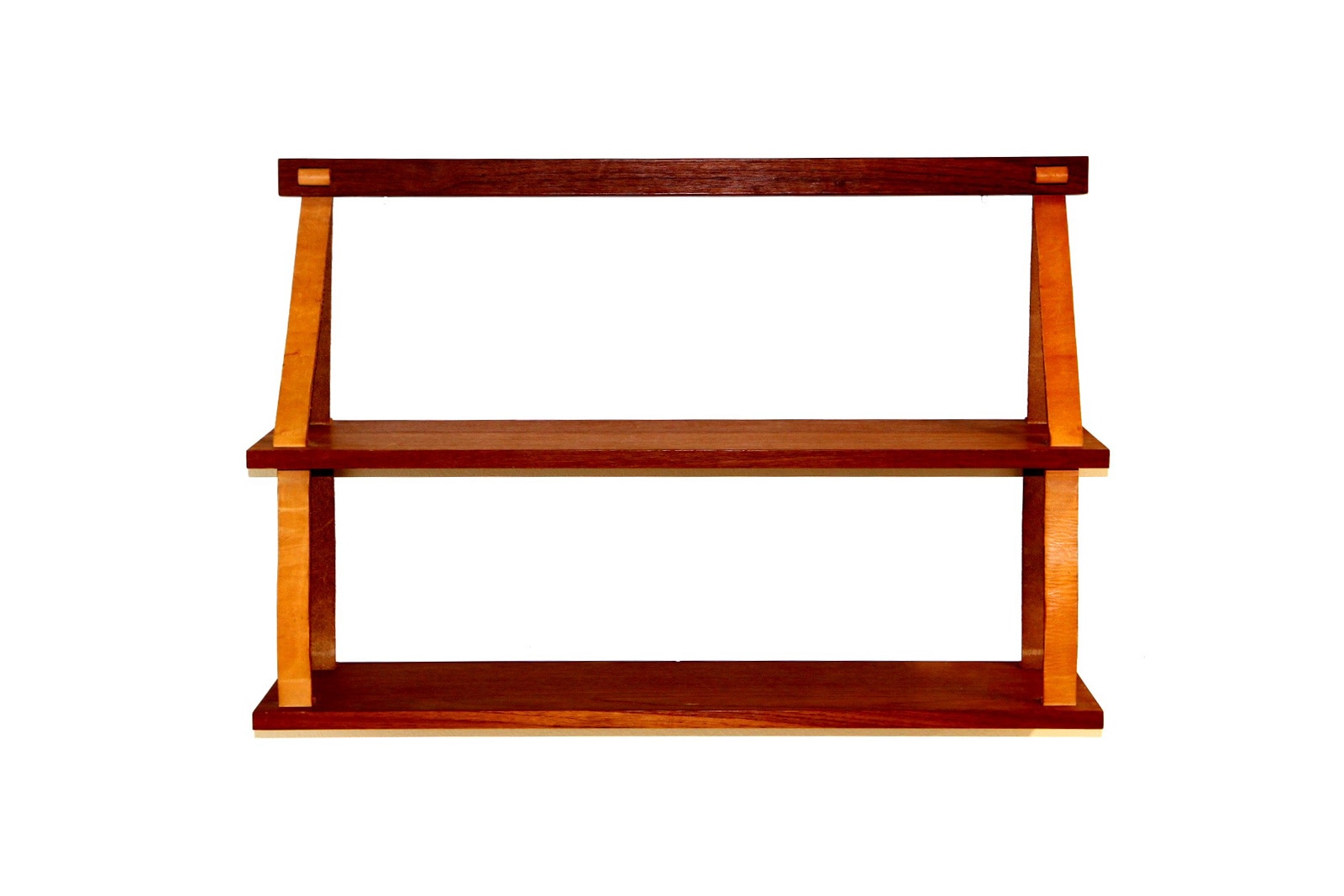 ウォールシェルフ壁掛け棚収納 チーク レザー 北欧家具 通販 CLOVERSKY