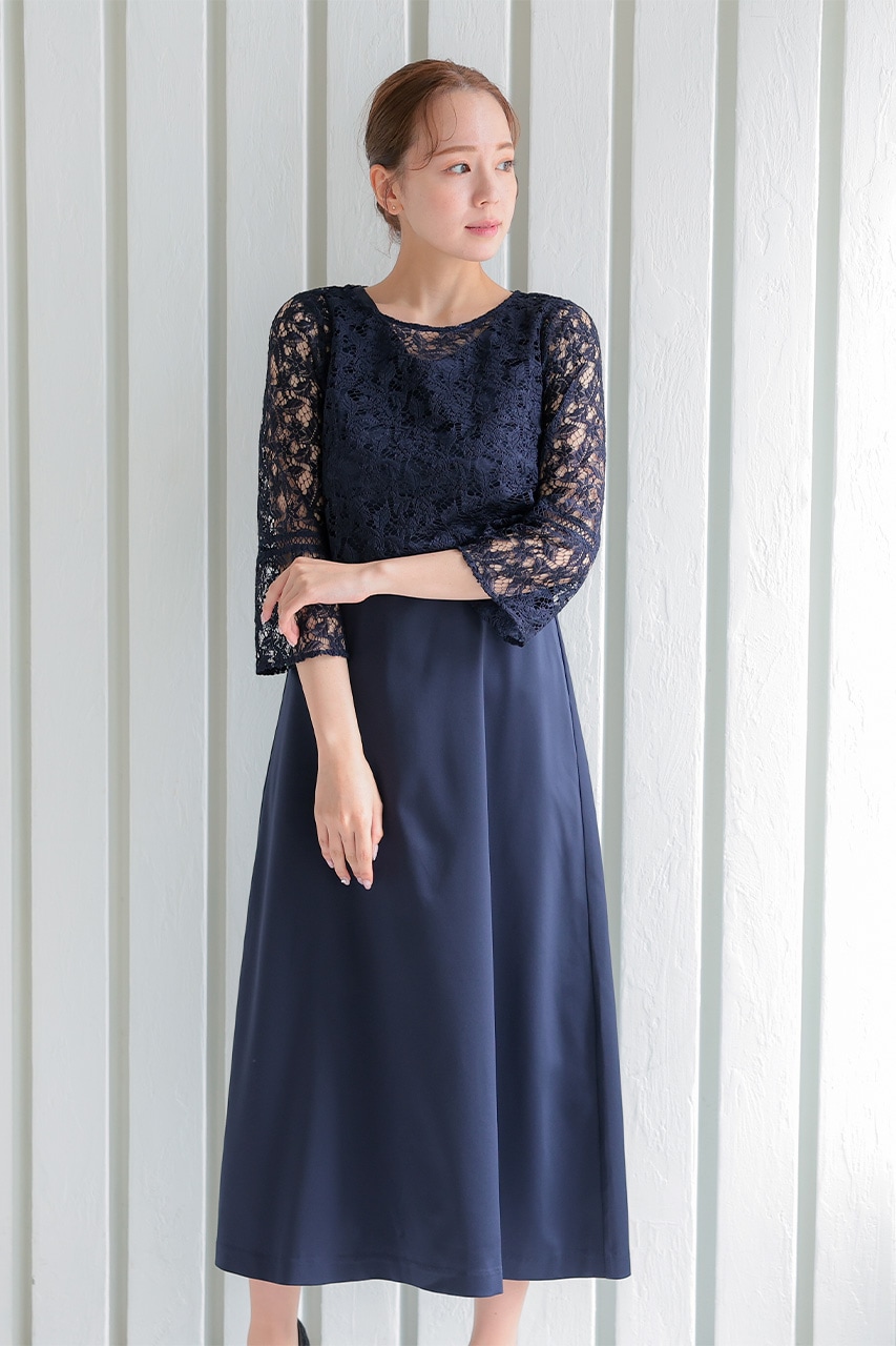 ボレロセット2WAY Aラインドレス ネイビー｜結婚式のパーティードレス