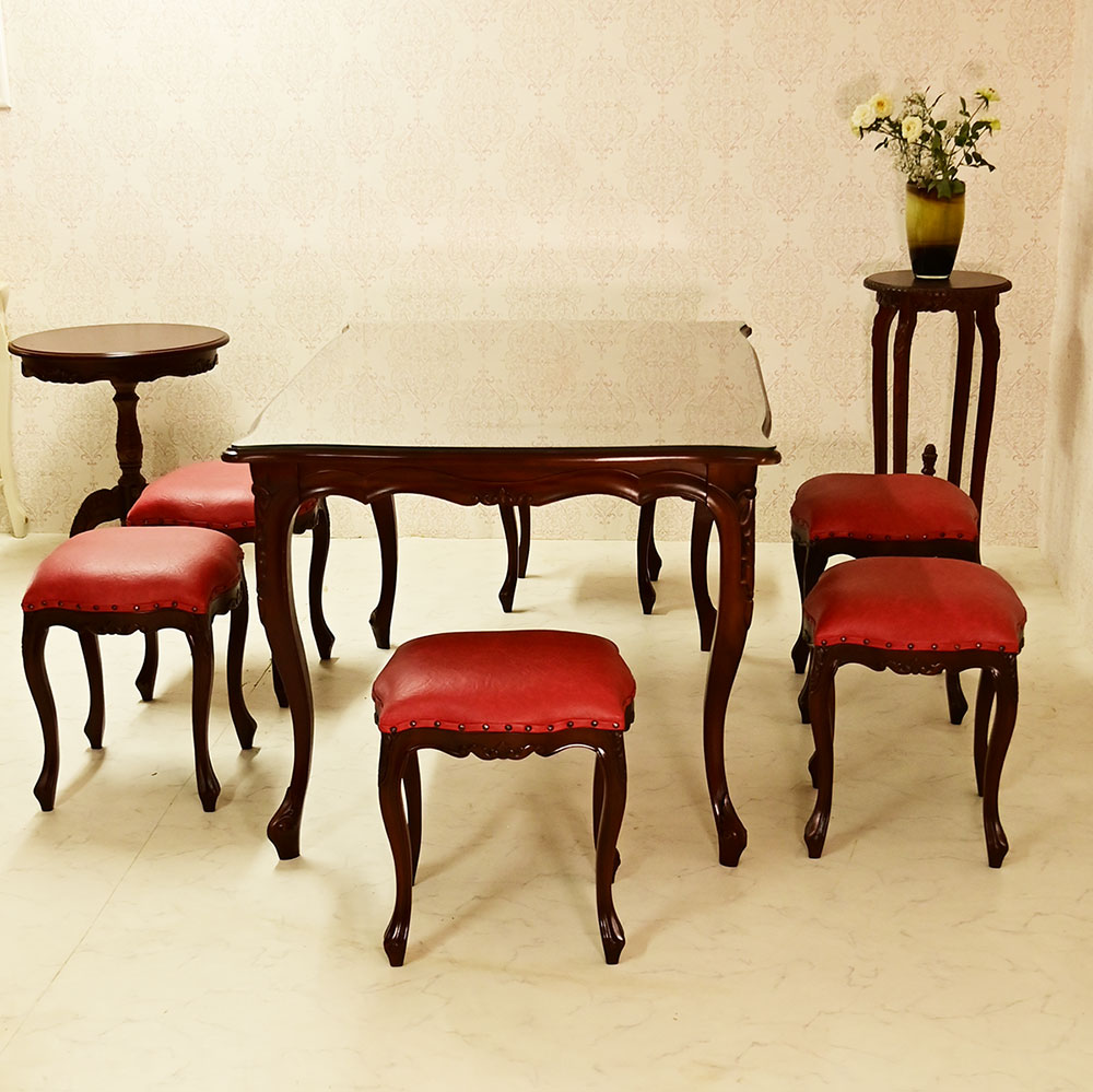 marrone スクエア ダイニングテーブル+スツール6脚セット 食卓机+