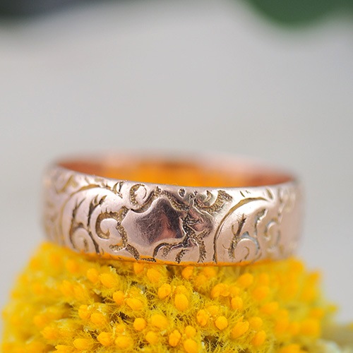 9金 手彫りエタニティ ヴィクトリアンリング