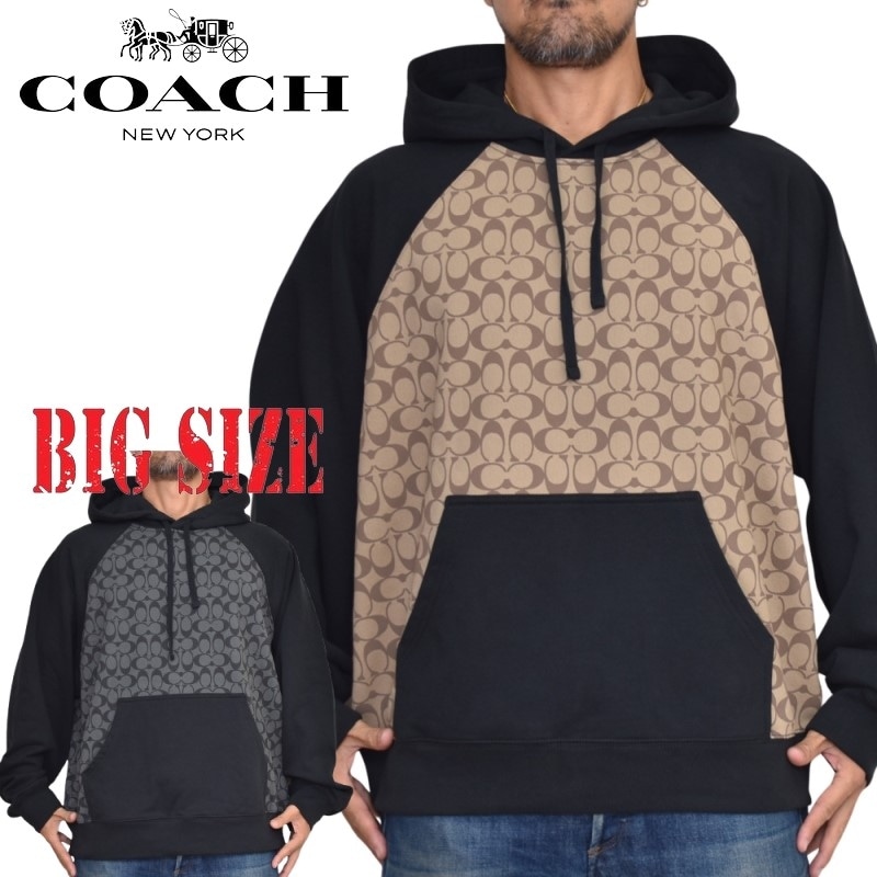 大きいサイズ メンズ COACH コーチ プルオーバー フーディー パーカー