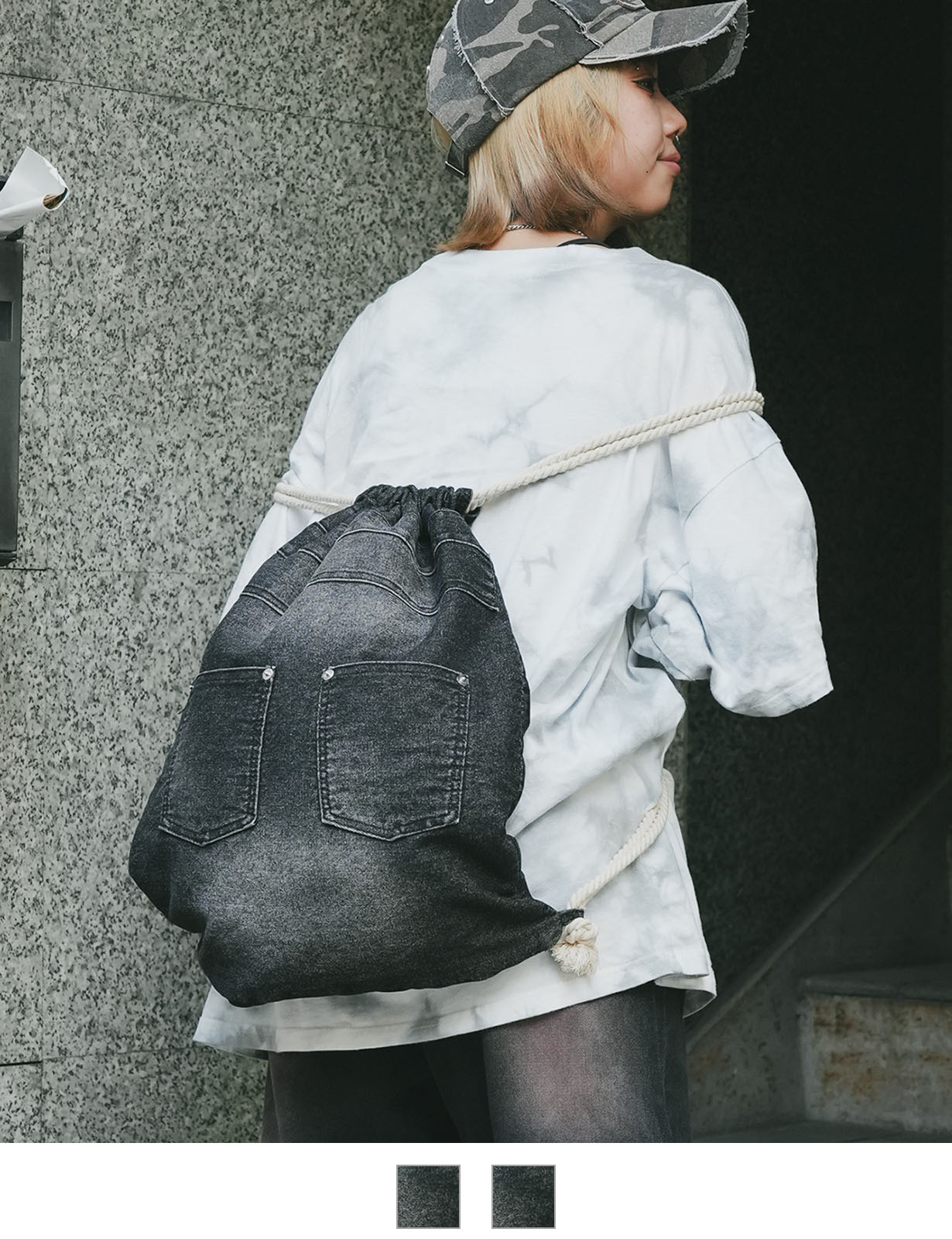 DEVICE 】 ウォッシュデニム ナップサック メンズ レディース ユニ