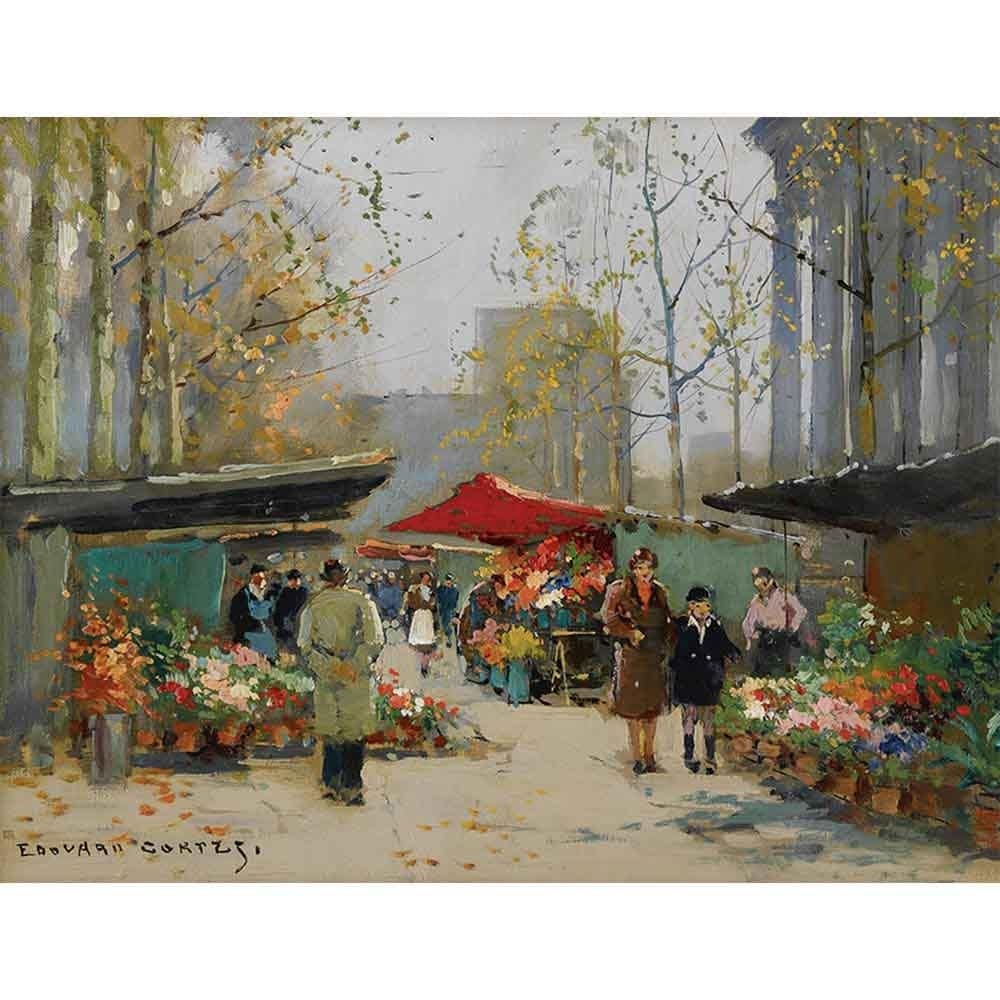 フラワーマーケット 【6号】 エドゥアール・レオン・コルテス 【 額縁