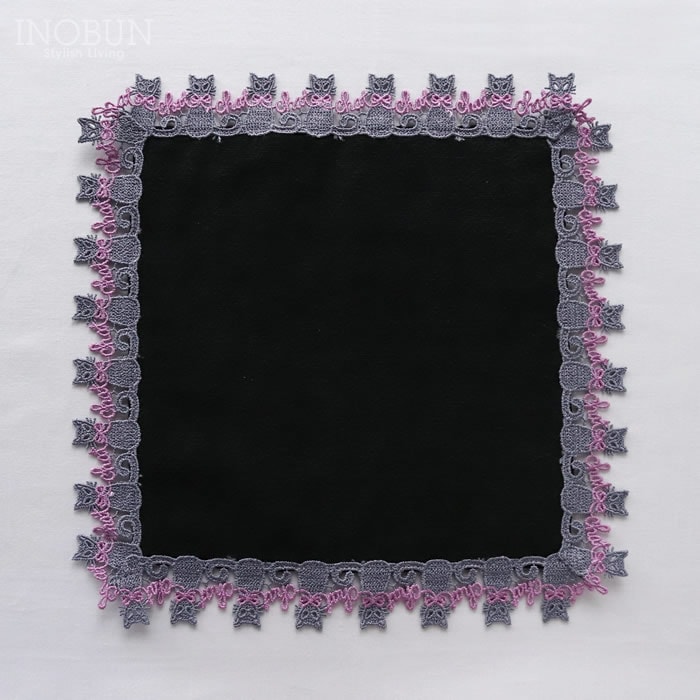 完売】 近沢レース店 タオルハンカチ ロシアンブルー ブラック