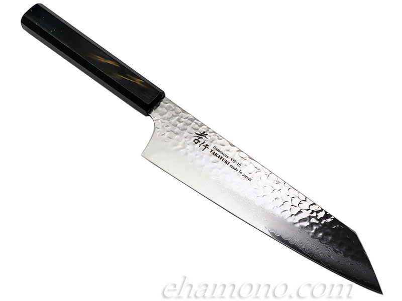 堺孝行 V金10号ダマスカス33層鎚目 剣型牛刀（切付牛刀）190 樫漆彩宇