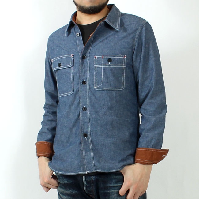 EIGHT-G(エイトジー) 復刻モデル 袖裏付き 7oz.シャンブレーシャツ