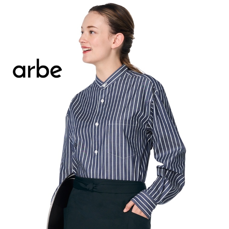 公式] アルベ スタンドカラーストライプシャツ EP9009