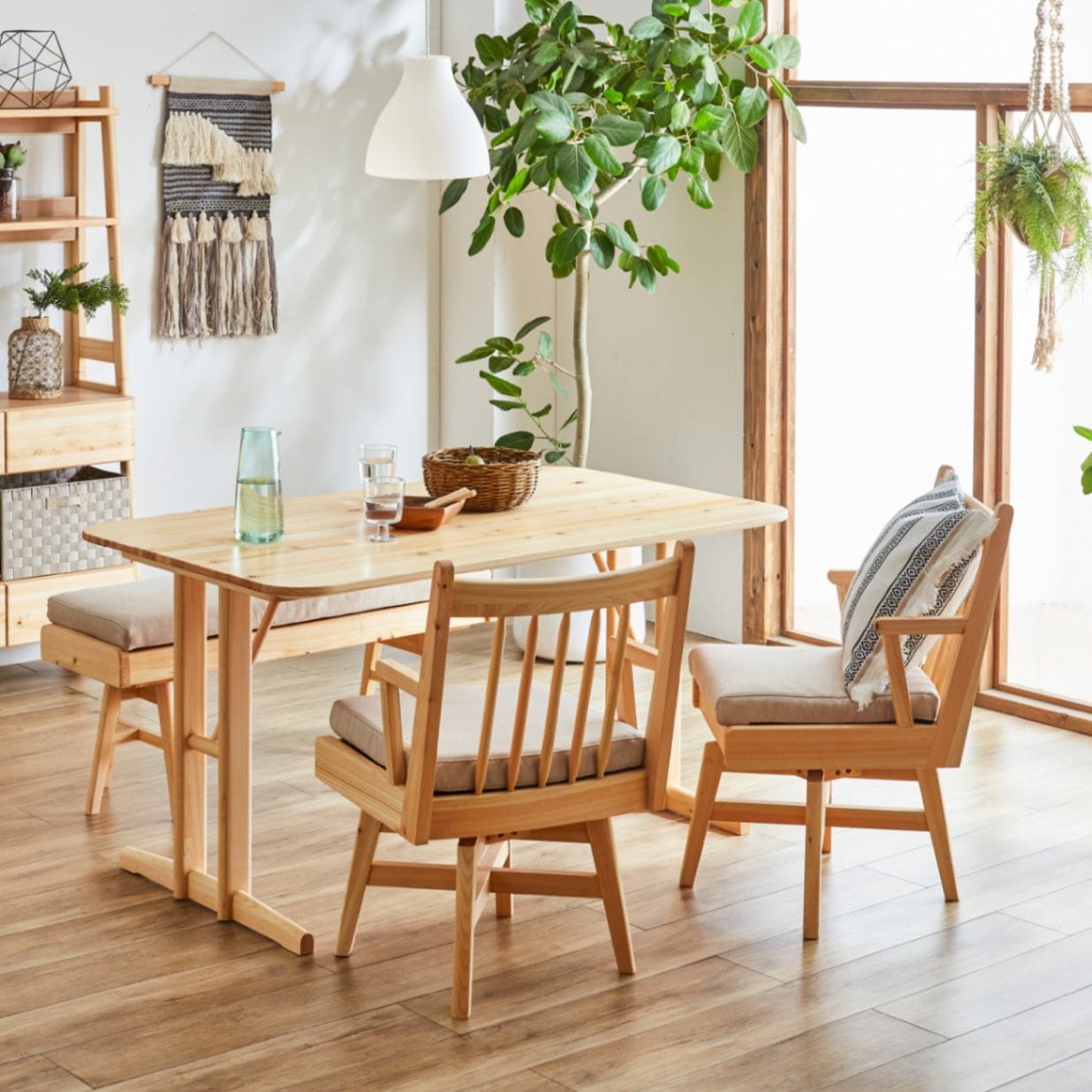 ダイニングセット 4人 北欧 おしゃれ ひのき 幅135 高さ70