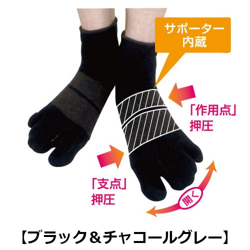 ホソックス（3本指テーピング靴下/足首丈）【2足セット同色・同サイズ