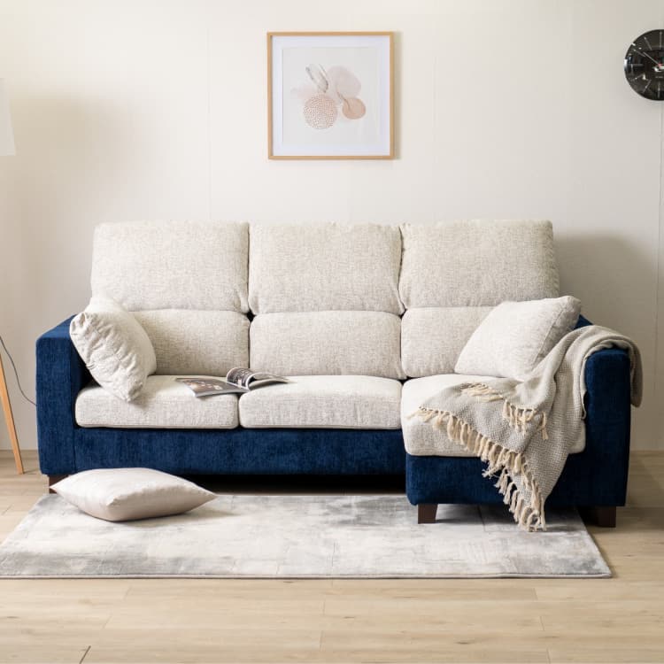 新品 スーパー ハイバック ブルー カウチソファ 2人掛け ローソファ