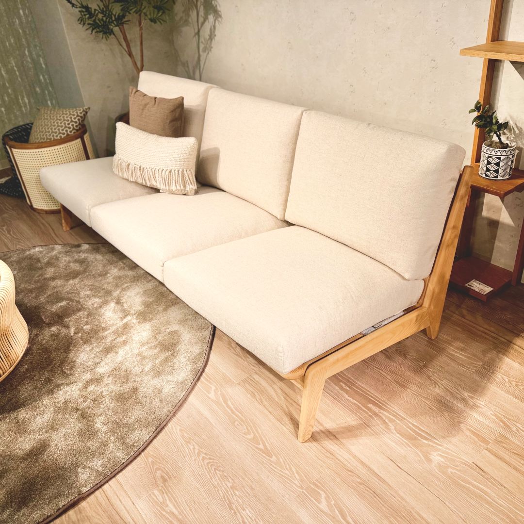 3人掛けソファ コレイト グレーファブリック アッシュナチュラル色