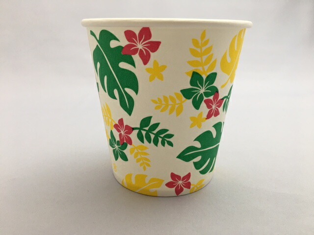 紙製 紙 氷カップ Nハワイアン G/Y 50個 容量 400ml 口径93×高さ92×底