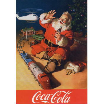 クリスマスフラッグ（S）・コカコーラ サンタ with トレイン