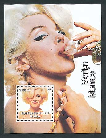 3187 外国切手 コンゴ 20世紀のアイコン 俳優有名人 マリリンモンロー