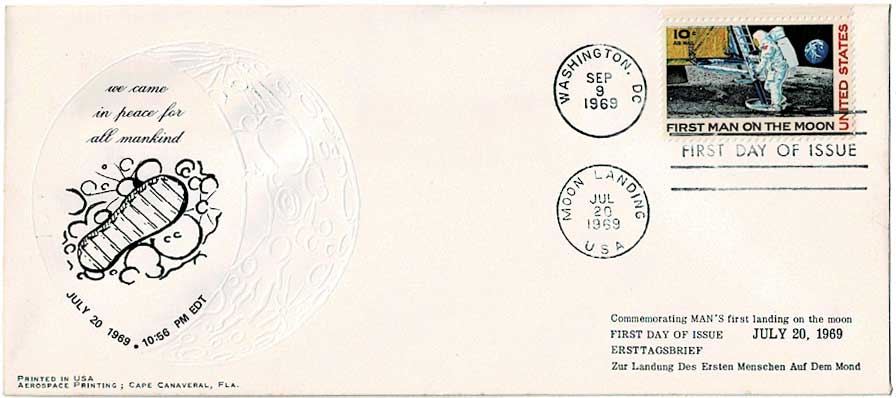 アポロ11号月面着陸記念切手 初日カバー 1969年9月9日 アメリカ合衆国