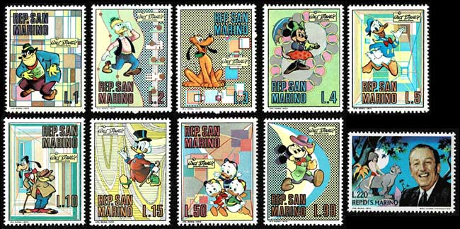 世界初のディズニー切手10種セット サンマリノ発行 | 切手,ヨーロッパ