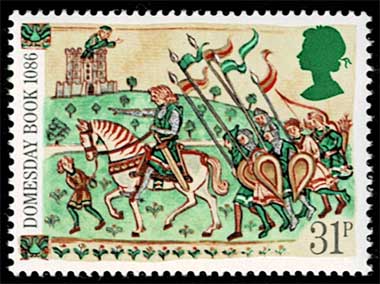 ドゥームズデイ・ブック（世界初の土地台帳）作成900年記念切手 4種