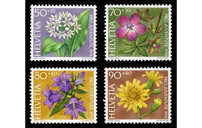 1999年 プロ・ユベントゥテ 森の花々 切手4種セット スイス発行 | 切手