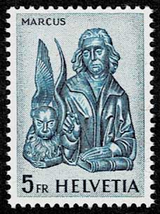 マタイ、マルコ、ルカ、ヨハネ 福音書記者切手4セット ヘルヴェティア