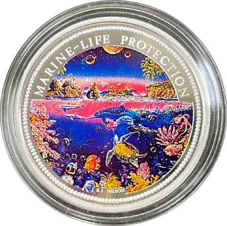 海洋生物シリーズ 海洋図 5ドルカラー銀貨 1993年 パラオ発行 | コイン