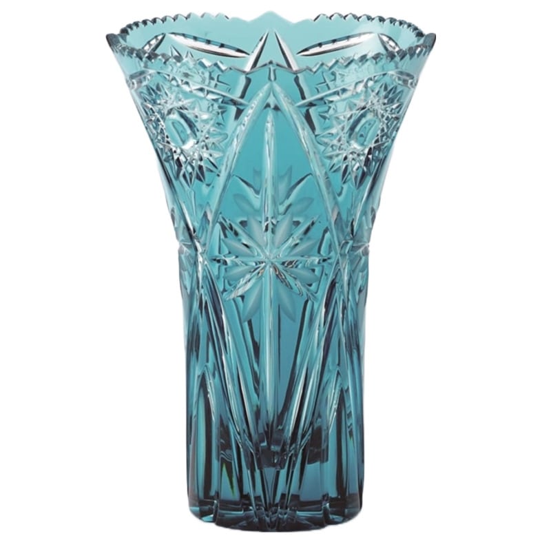 エルベクリスタル 色被せ花瓶「ニッツア」25cm シーブルー NIZ/6580