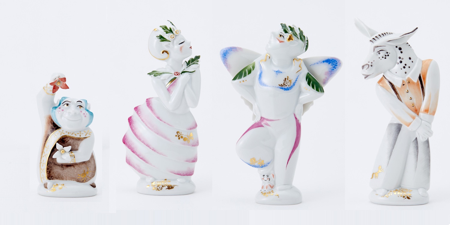 マイセン 人形「サマーナイト」4体セット（パック、ティターニア