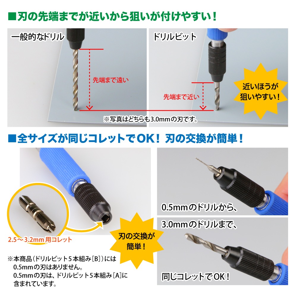 メーカー直販】ドリルビット8本組[D] (2.1mm & 2.2mm & 2.3mm & 2.4mm
