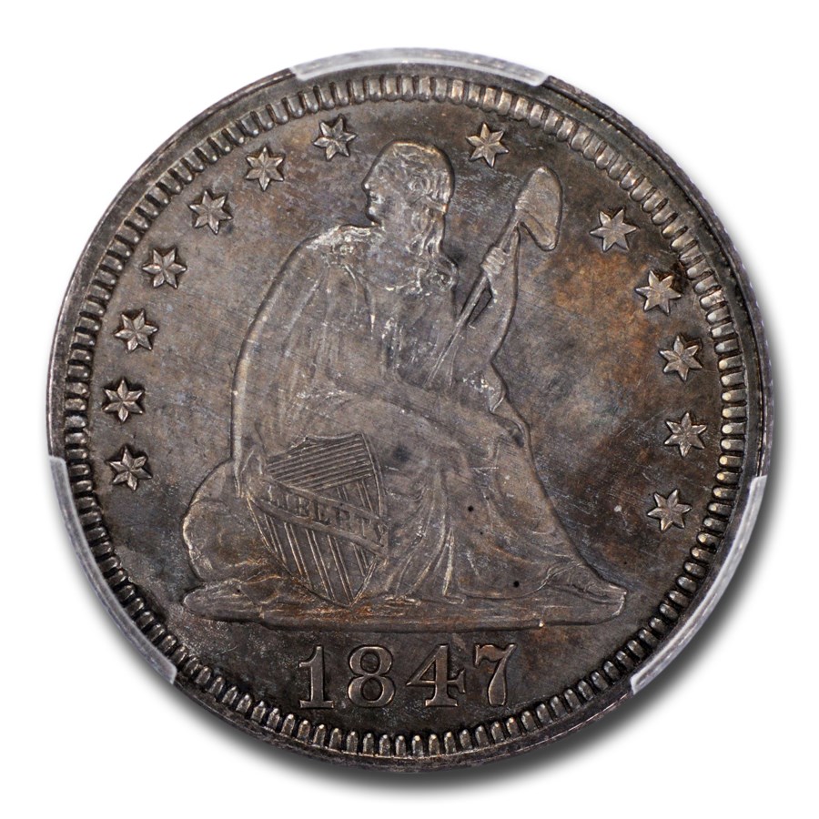 1847年 シーテッド リバティ クォーター ダラー 銀貨 25セント 自由の