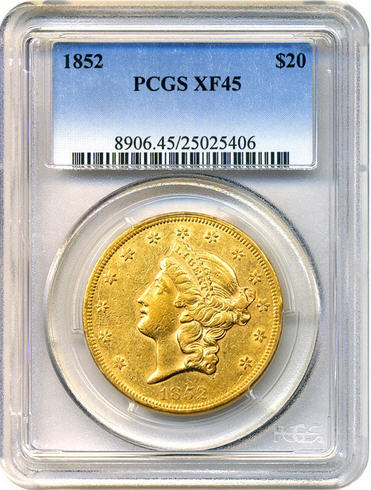 アンティークコイン アメリカ 20ドル金貨リバティヘッド 1852 ＄20