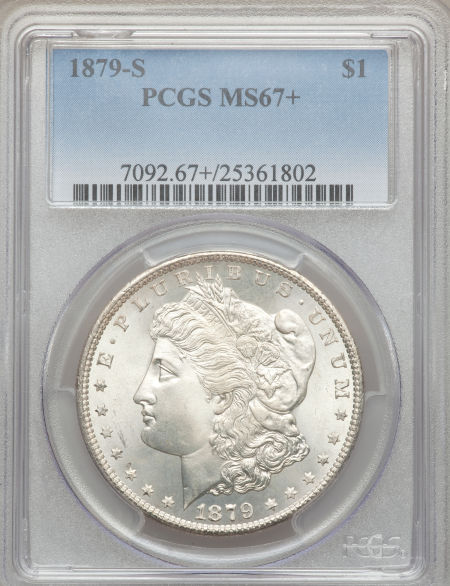 アンティークコイン アメリカ 1ドル モルガン銀貨1879-S ＄1 MS67＋