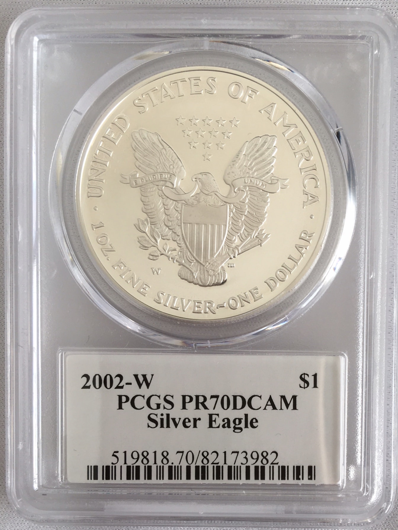 アメリカ【1ドル】シルバーイーグル銀貨2002-W PCGS PR70DCAMマー