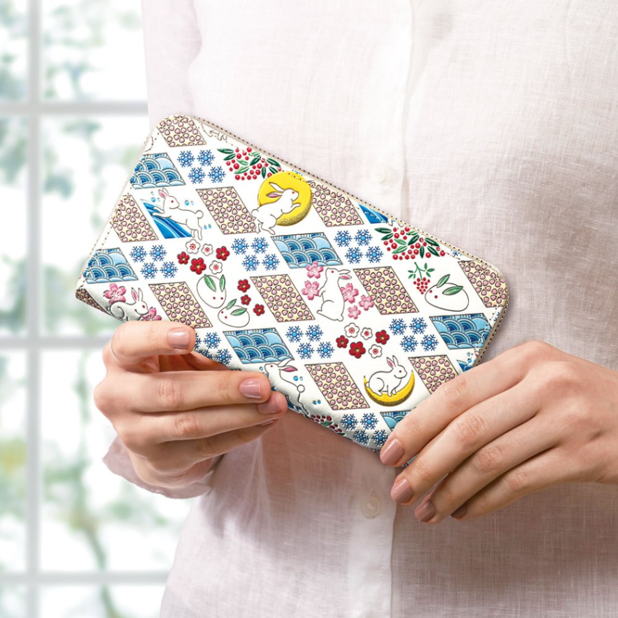 四季彩の福うさぎ 浅草文庫 高級牛革製 長財布 本革 ロングウォレット