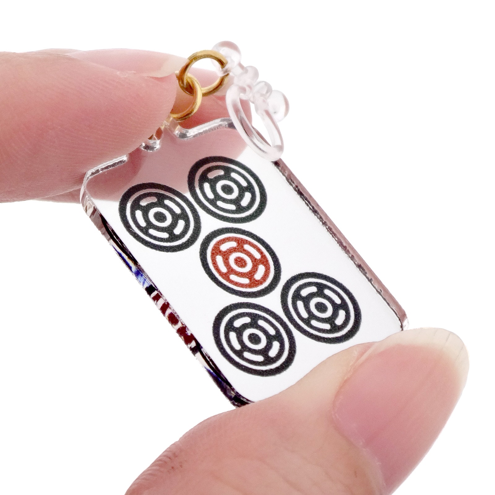 麻雀牌イヤリング 樹脂イヤリング 一萬／五筒 カラー 1ペア（2個組