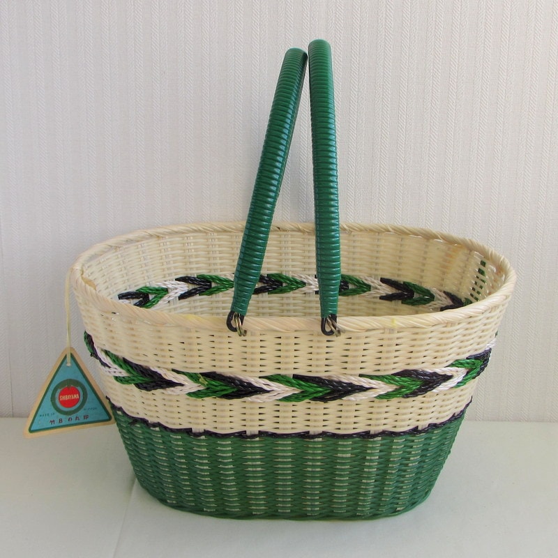 買い物かご 昭和レトロなかごバッグ グリーン 竹日の丸印 | 昭和レトロ