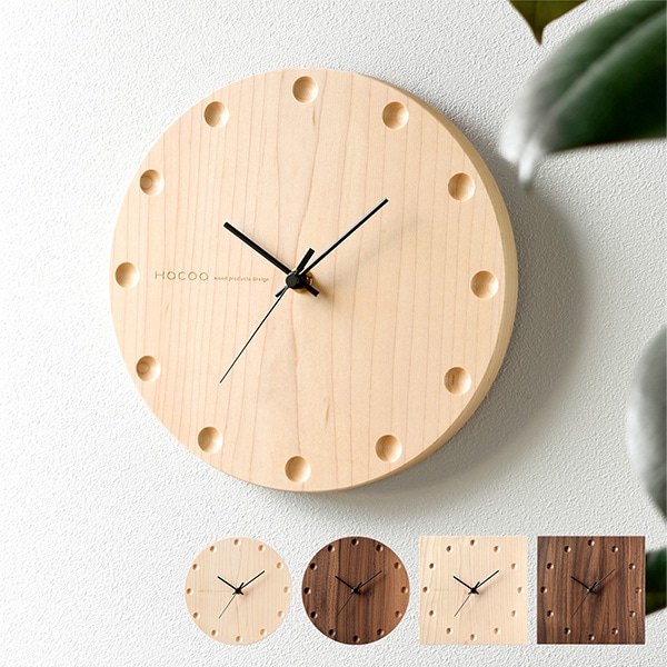 Wall Clock」置き・壁掛けができる一枚板の木製時計 / 欧米風デザイン
