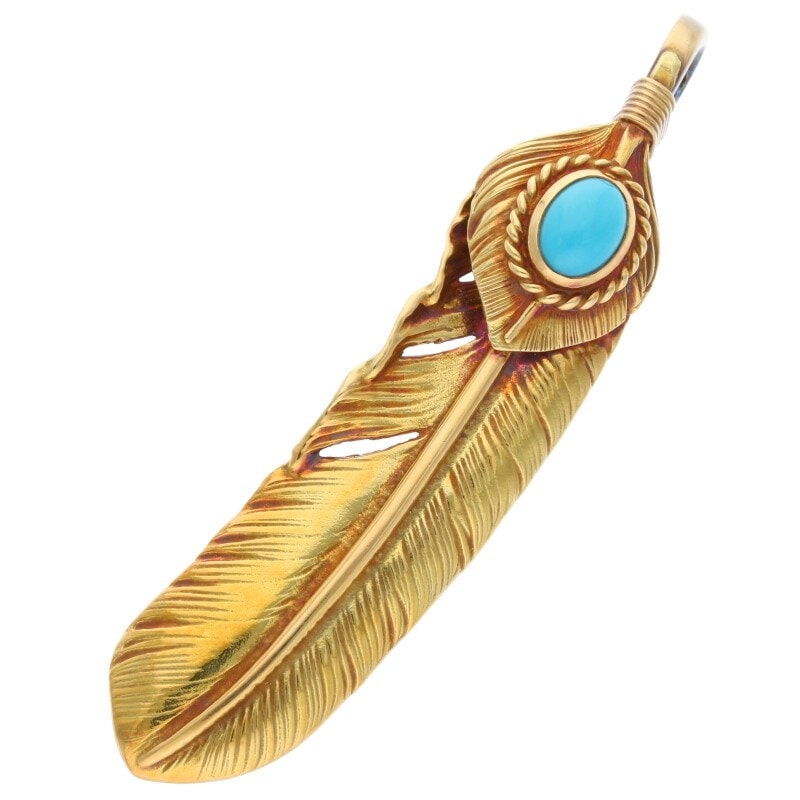 全金金縄ターコイズ特大フェザー 右向き 【取扱：原宿シルバー店