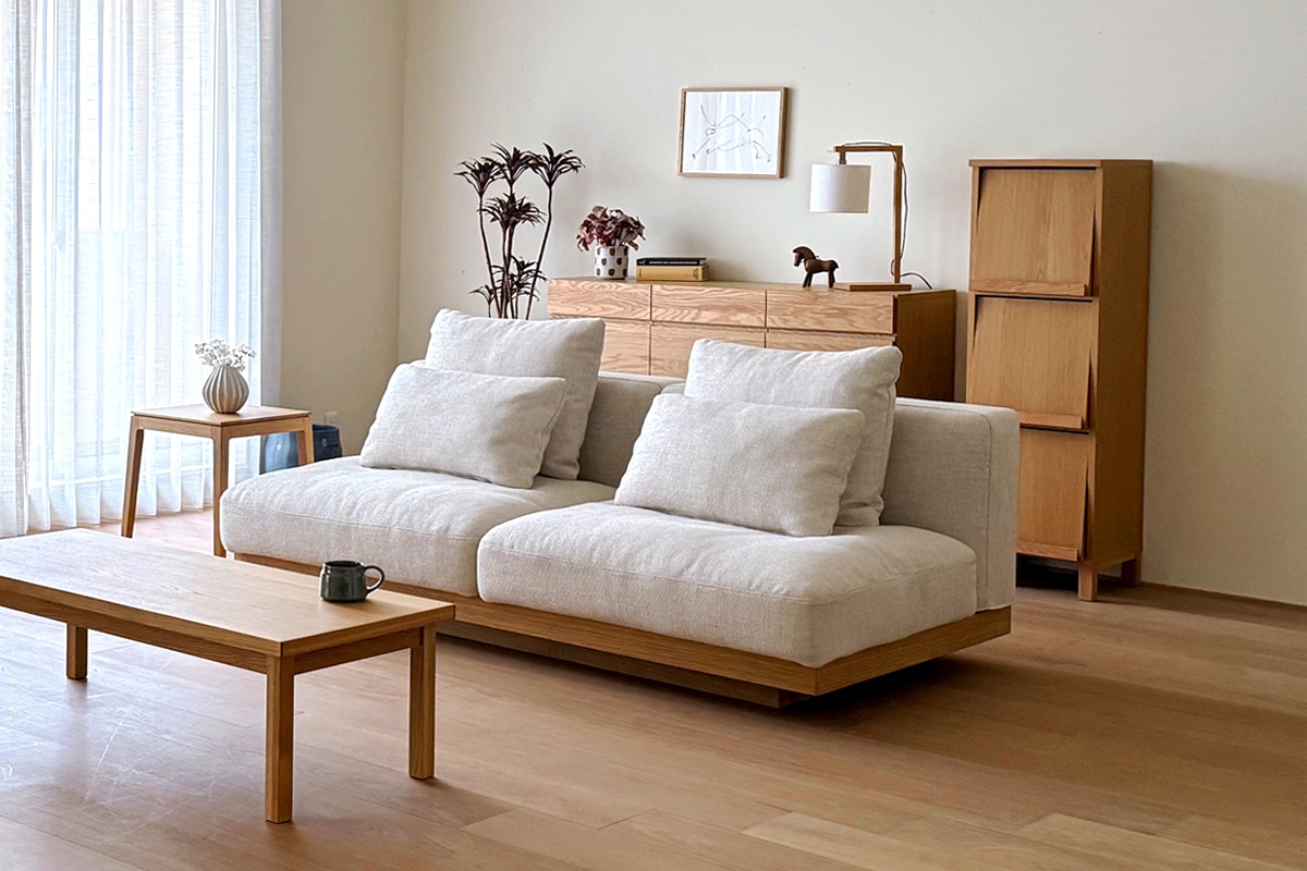 LANA SOFA 2.5人掛け アイボリー オーク/ウォルナット