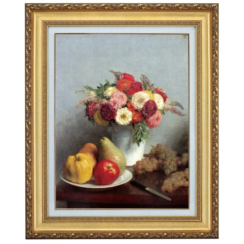 ファンタン・ラトゥール 『花と果実』 10号 額装 立体複製名画