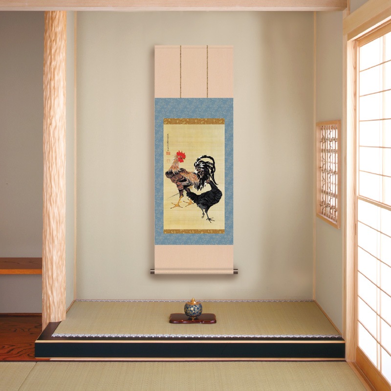 伊藤若冲 動植綵絵 雪中錦鶏図 高級仕様 掛軸 美術品 インテリア 作品