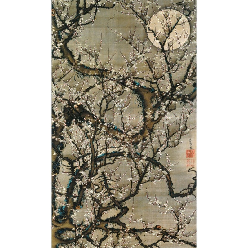伊藤若冲 動植綵絵 梅花皓月図 高級仕様 掛軸 美術品 インテリア 作品