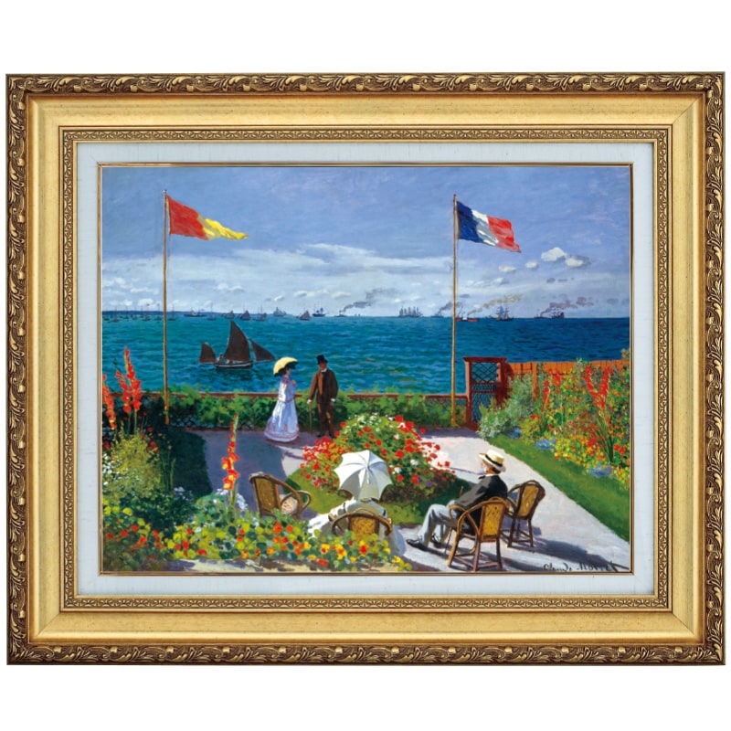 モネ 『サン＝タドレスのテラス』 6号 額装 立体複製名画 【ポイント5