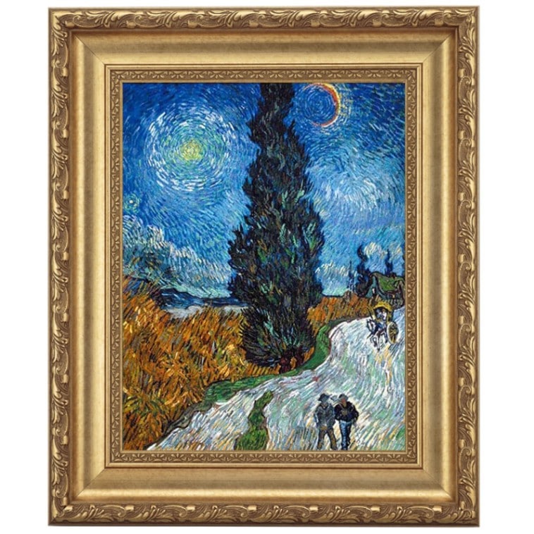 ゴッホ 「糸杉と星の見える道」 4号 西洋絵画 立体複製名画 【5