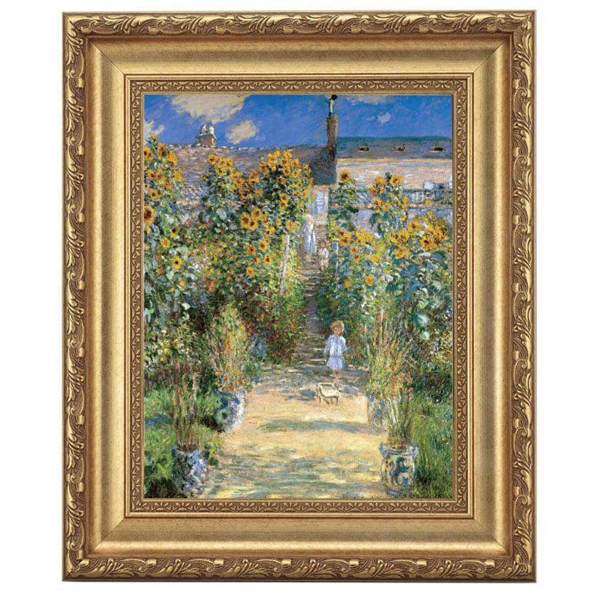 モネ 庭の女 ルノワール 複製画 モネとその仲間たち展 油彩 画布 木枠