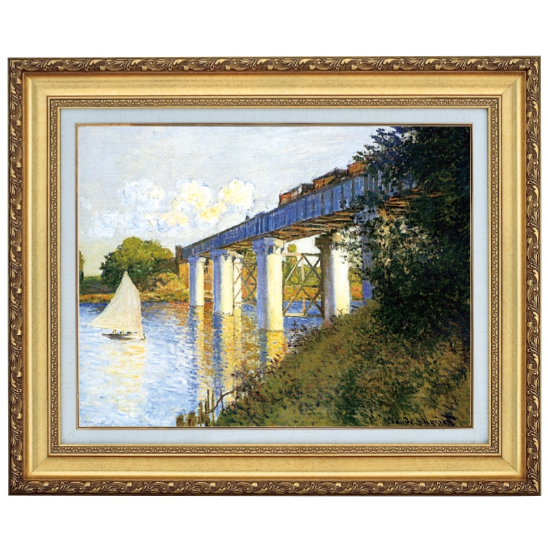 モネ 「アルジャントゥイユの鉄道橋」 10号 立体複製名画 【ポイント5