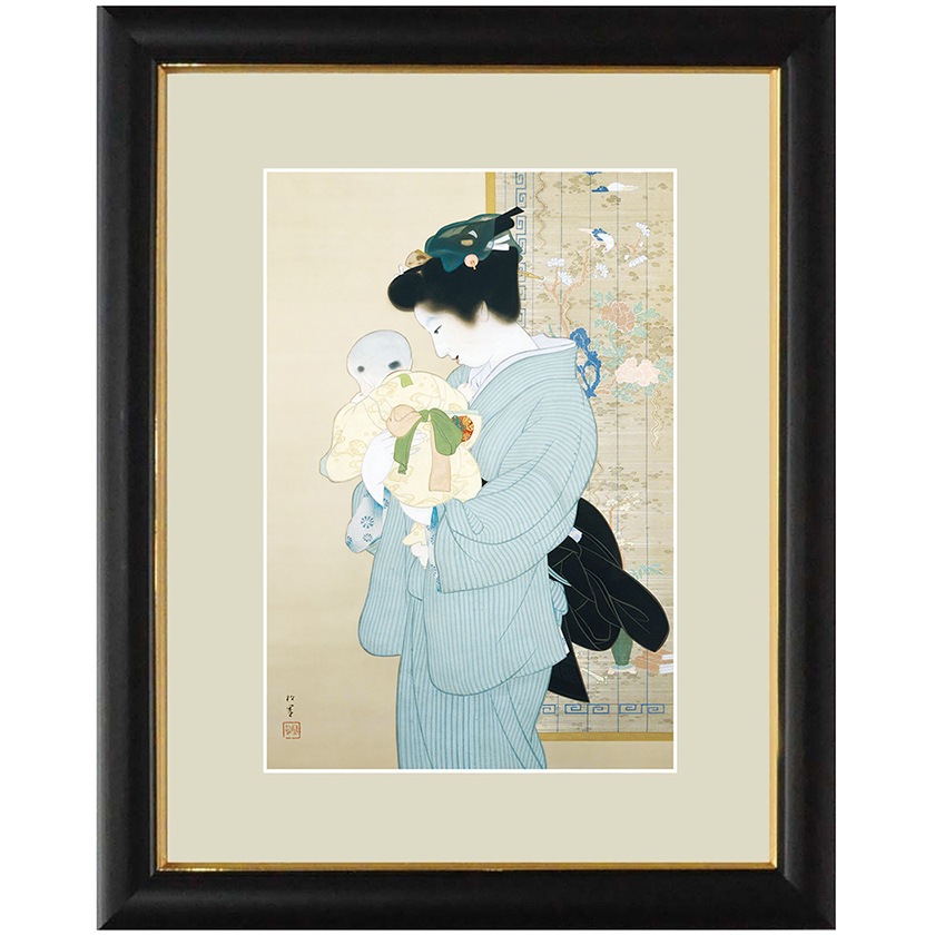上村松園 作品 「母子」 額装 壁掛け インテリア : アートの友社 美術