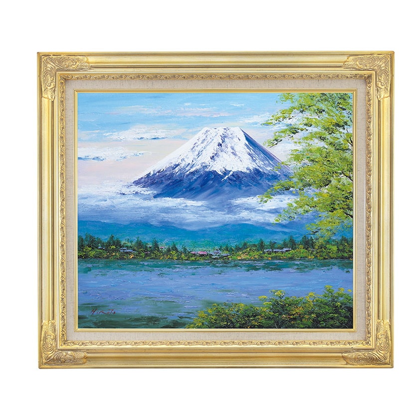 ☆ 西村拡人 HiRoTo 赤富士 富士山 真作 絵画 油絵 ♪ SM 額縁赤