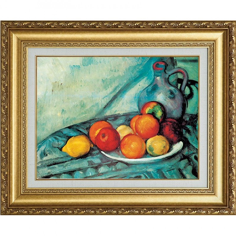 セザンヌ 『卓上の果物と水差し』 額装 立体複製名画 【ポイント5