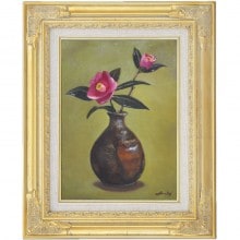 肉筆油彩画 「三宝柑」 萩原 淳 F4号 美術品 油絵 インテリア 額縁付き