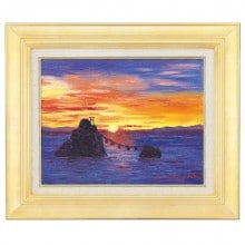 肉筆油彩画 「赤富士（鶴）」 小林 幸三 F10号 美術品 油絵 インテリア