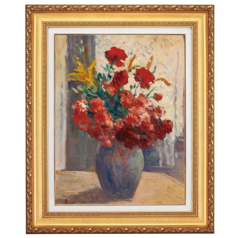 マクシミリアン・リュス 花瓶のブーケ 10号 立体複製名画 絵画 額付き